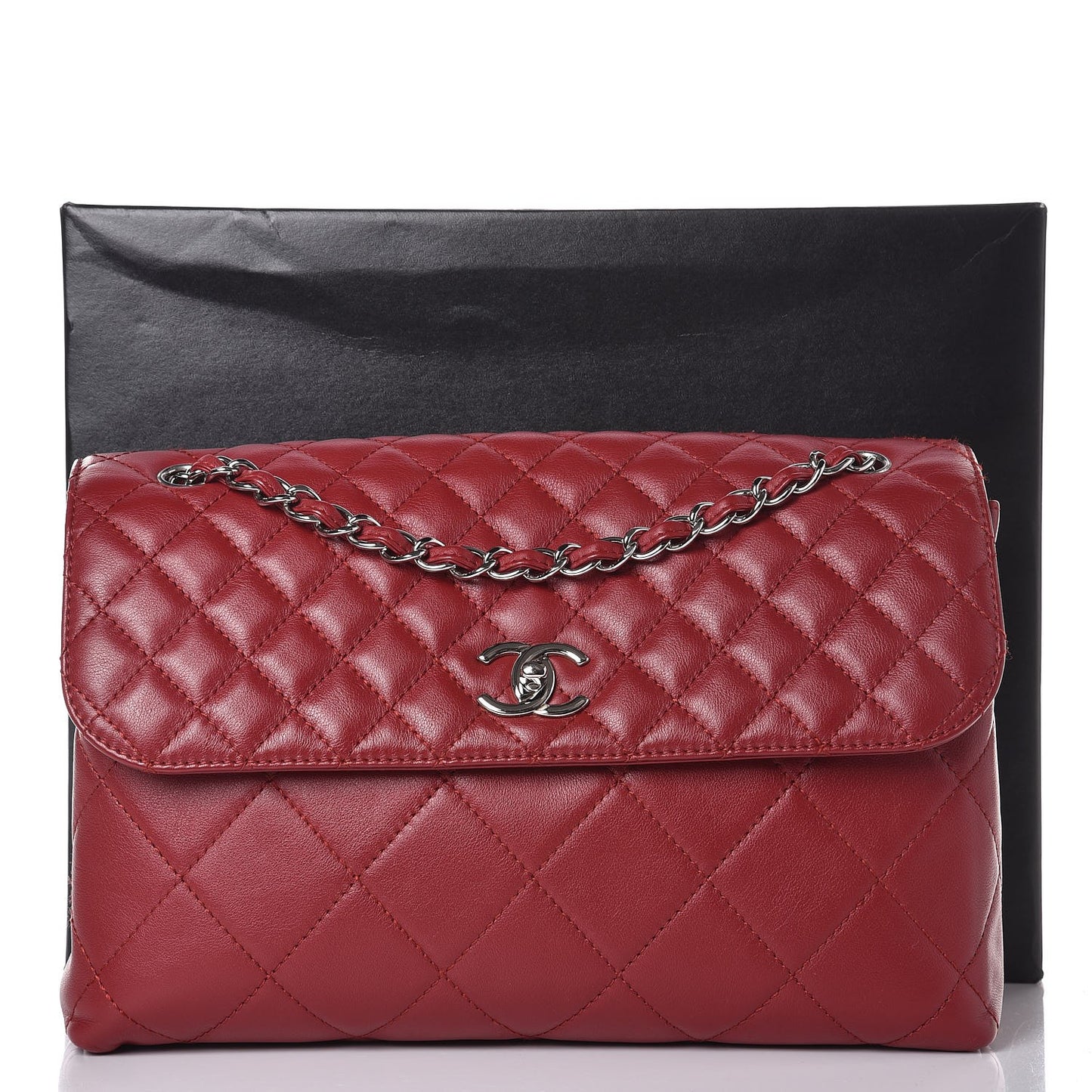 Calfskin Quilted In The Business Flap Dark Red