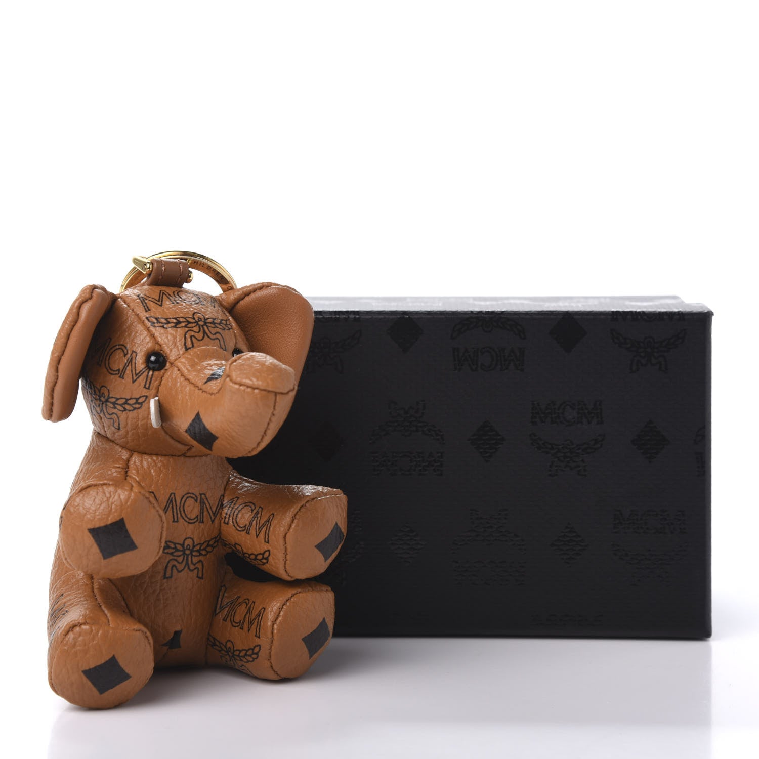 MCM Visetos Elephant Key Ring Bag Charm Cognac 623006 – FASHIONPHILE