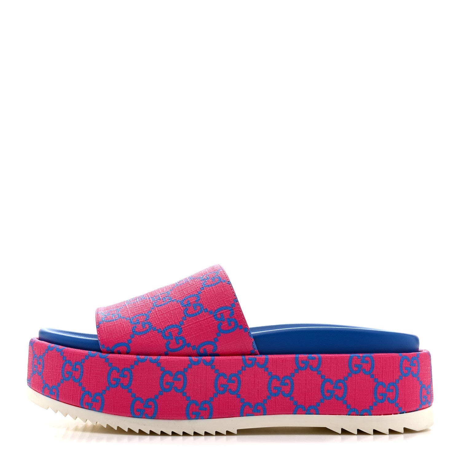 Gucci GG Supreme Joy Monogram Angelina Platform Slide Sandals 36 Fuxia Blue 1 of 11
