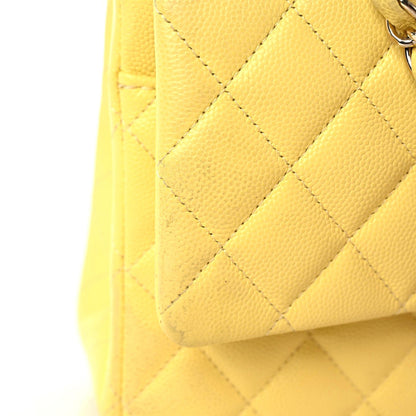 Chanel Caviar Quilted Medium Double Flap Yellow 10 of 20