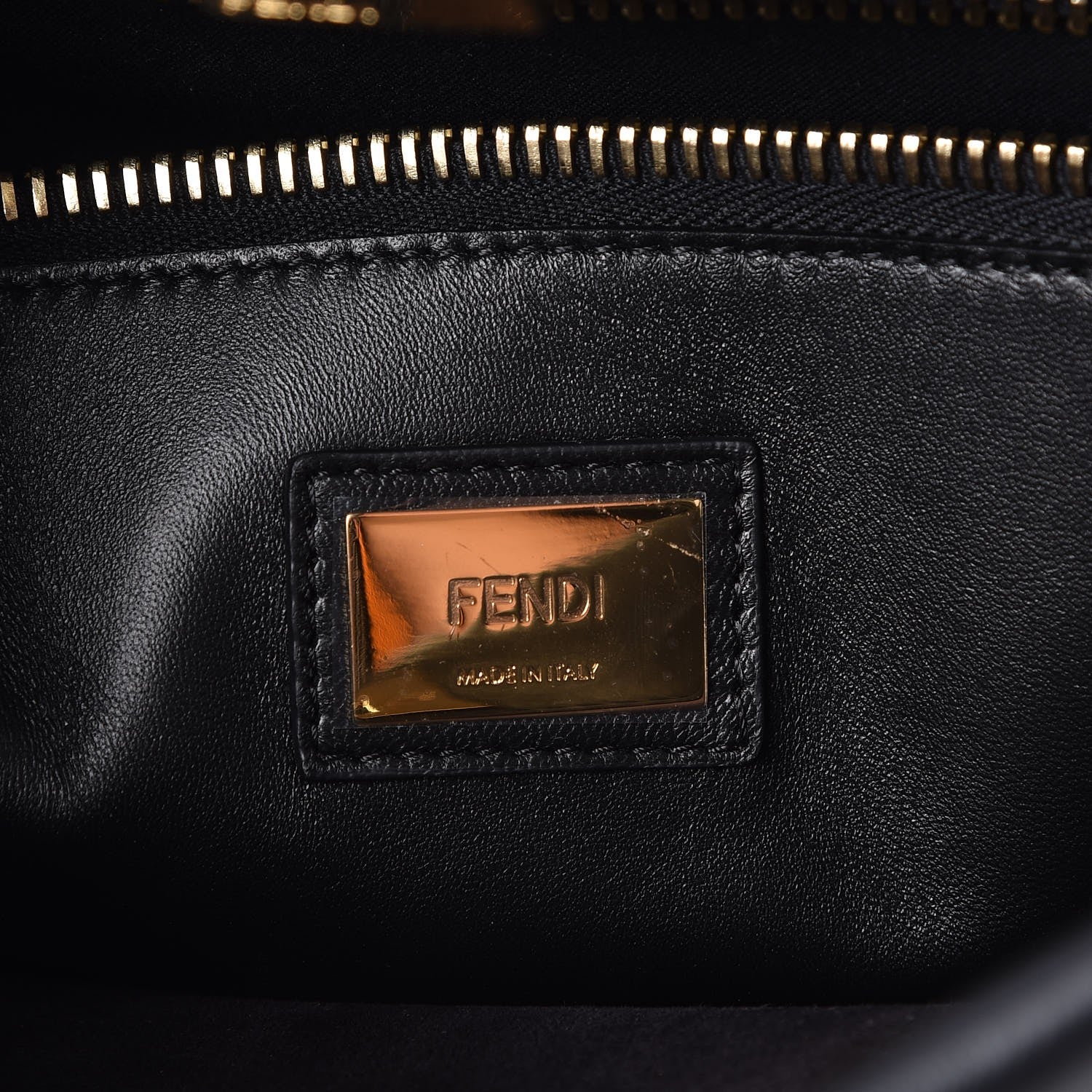 Fendi Vitello Seta Shiny Nappa Medium Peekaboo Iconic Satchel Black 6 of 7