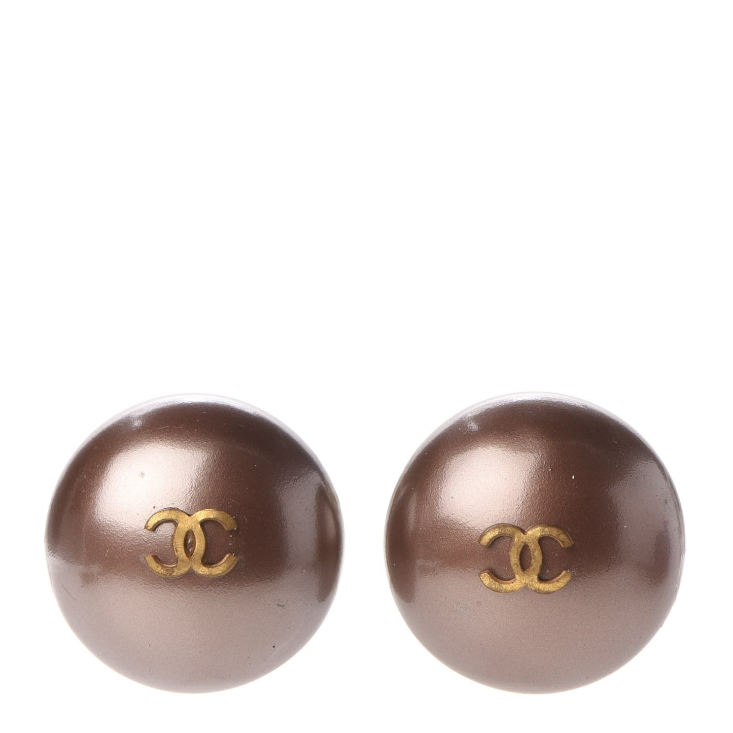 Faux Pearl CC Clip On Earrings Bronze