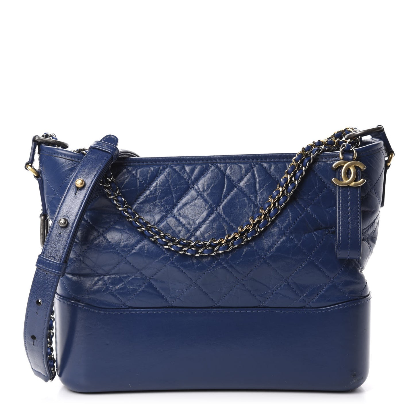 Aged Calfskin Quilted Medium Gabrielle Hobo Blue