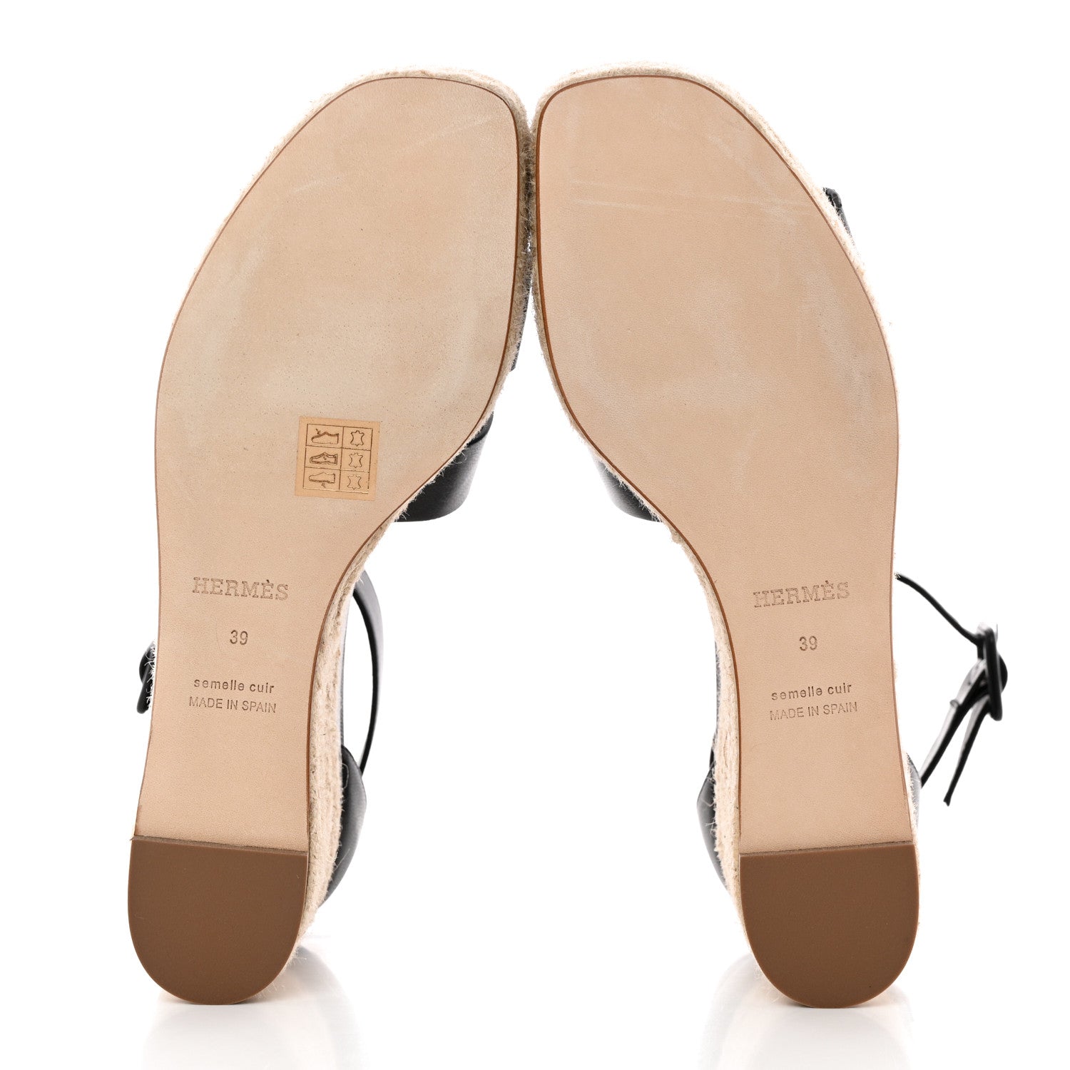 Hermes Goatskin Elda Espadrille Wedge Sandals 39 Black 5 of 17