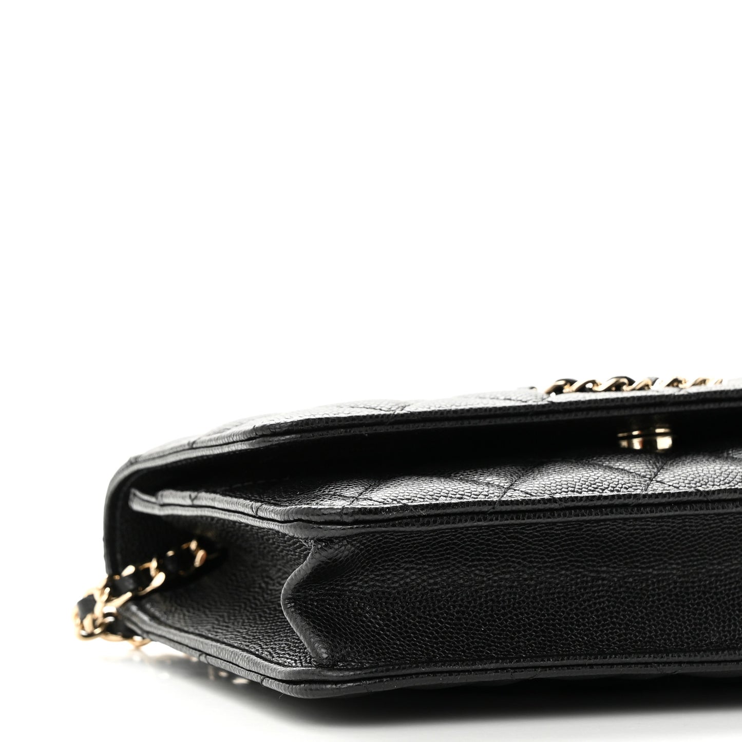 Caviar Quilted French New Wave Chain CC Wallet On Chain WOC Black