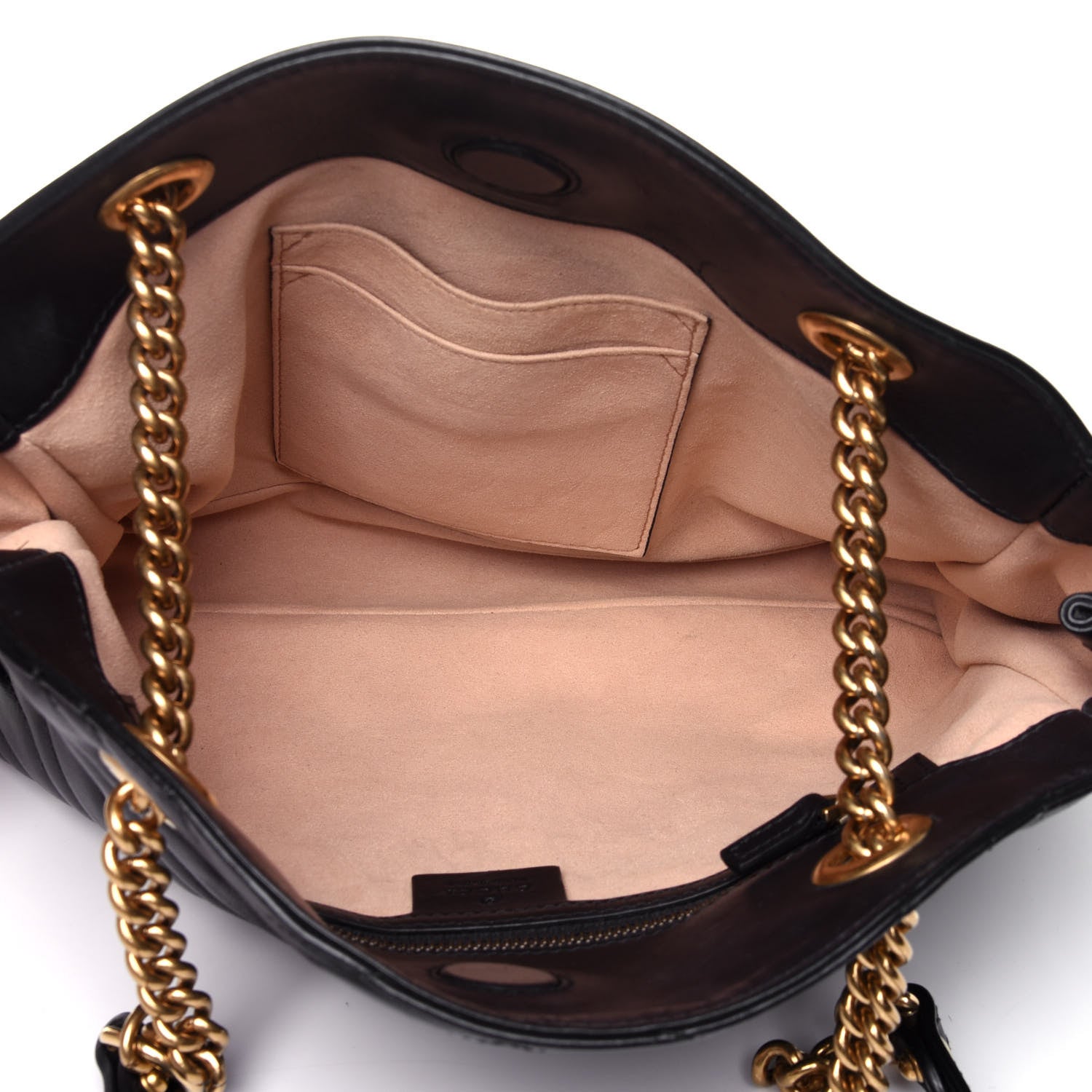 Gucci Calfskin Matelasse Medium GG Marmont Open Top Shoulder Bag Black 4 of 11