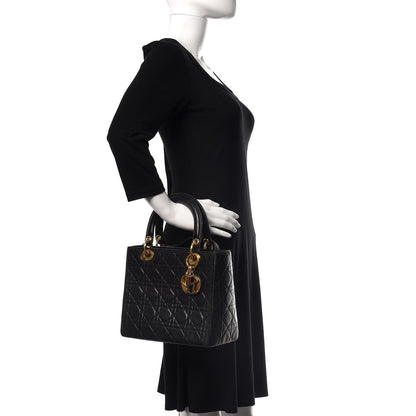 Christian Dior Lambskin Cannage Medium Lady Dior Black 3 of 14