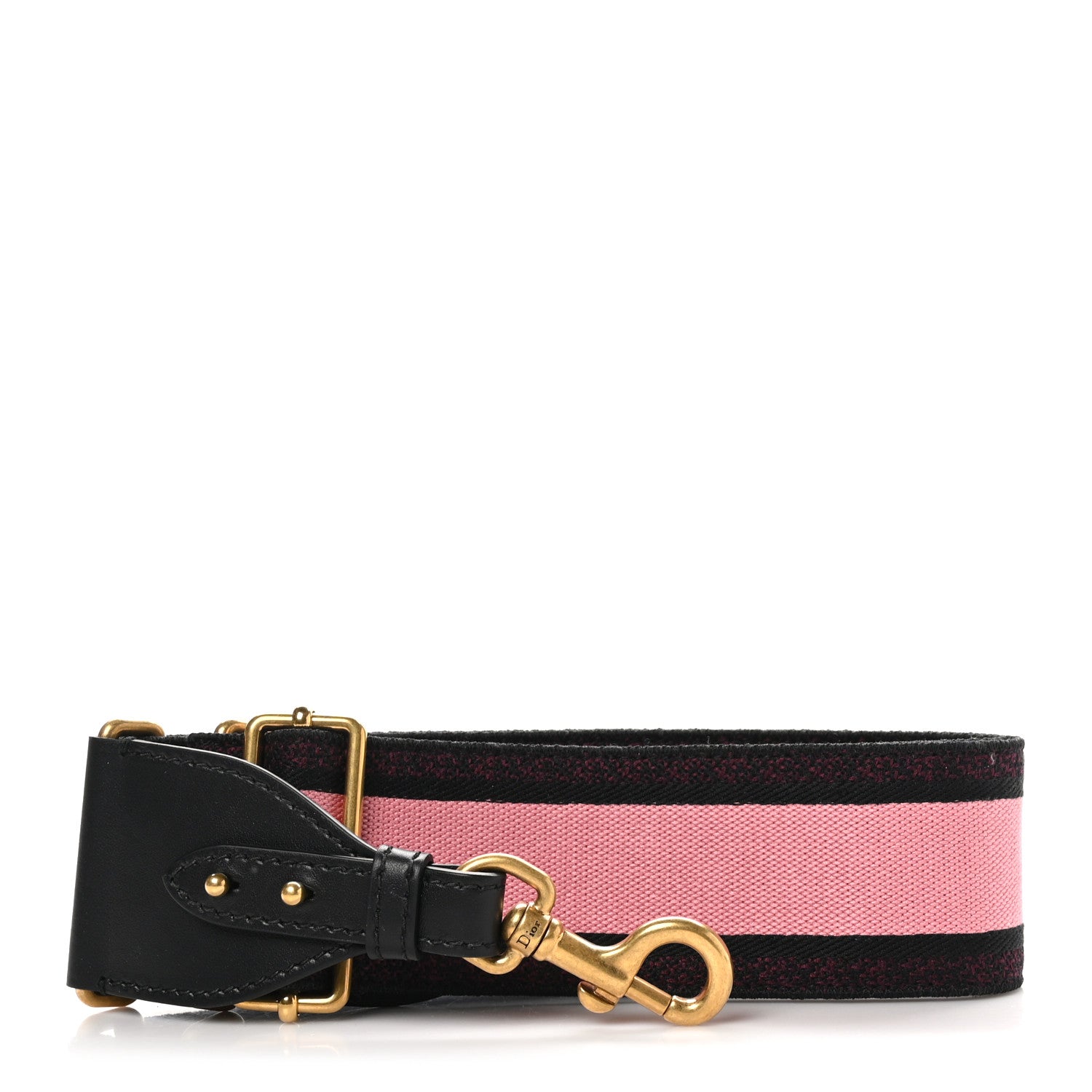 Christian Dior Canvas Embroidered Shoulder Strap Pink Black 1 of 4