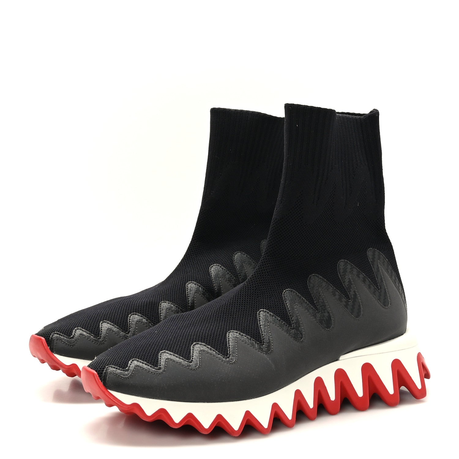 Christian Louboutin Knit Mesh Sharky Sock Sneakers 39 Black 3 of 7