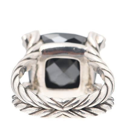 David Yurman Sterling Silver Diamond Hematite 15mm Cushion On Point Ring 54 7 4 of 5