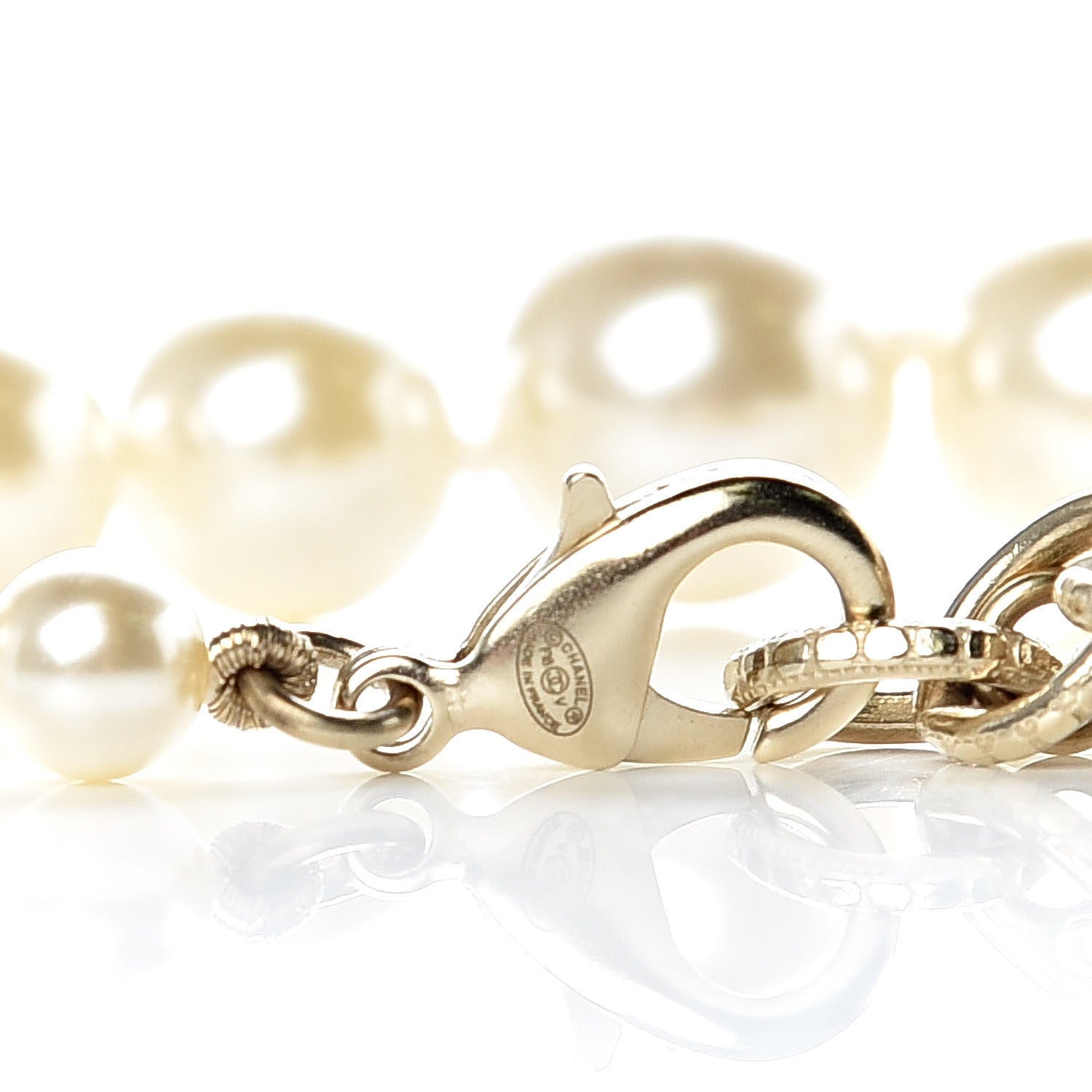 Chanel Crystal Pearl CC Bracelet Gold 4 of 5