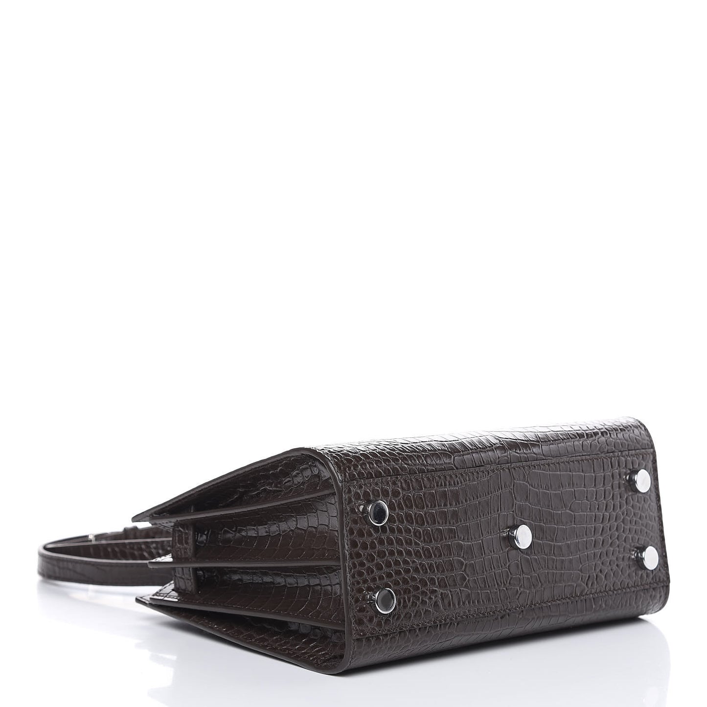 Calfskin Crocodile Embossed Nano Sac De Jour Dark Brown