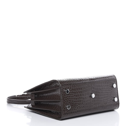 Saint Laurent Calfskin Crocodile Embossed Nano Sac De Jour Dark Brown 4 of 10