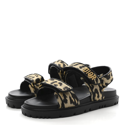 Christian Dior Technical Fabric Mizza Print DiorAct Sandals 37 Beige Multicolor 3 of 9