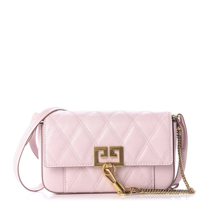 Givenchy Goatskin Quilted GV3 Mini Pocket Convertible Bag Pale Pink 1 of 9