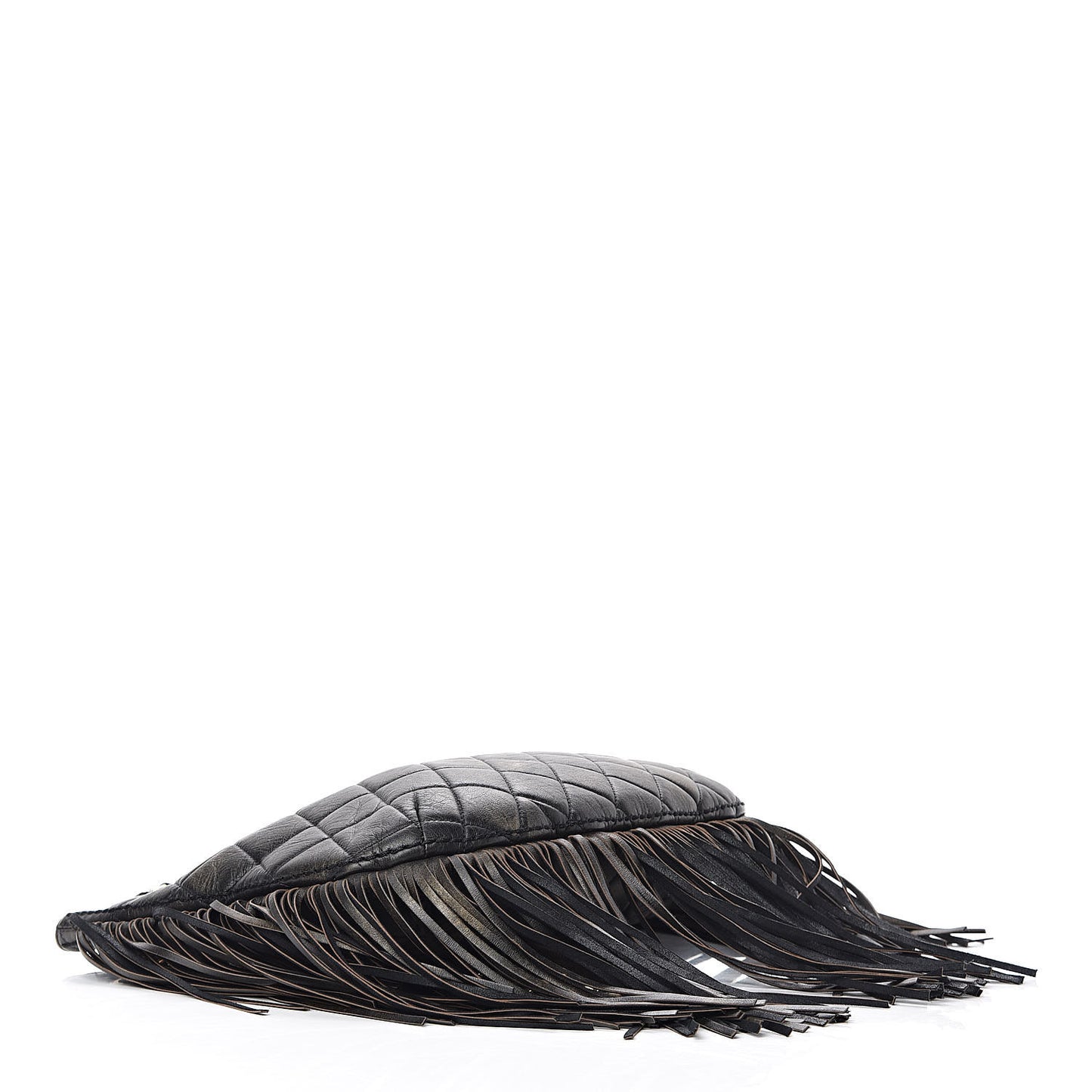 Calfskin Quilted Into The Fringe Hobo Black Gold