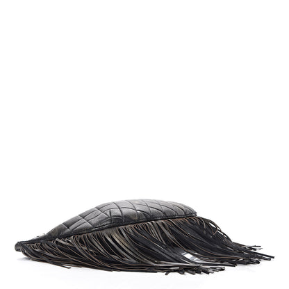 Chanel Calfskin Quilted Into The Fringe Hobo Black Gold 4 of 14