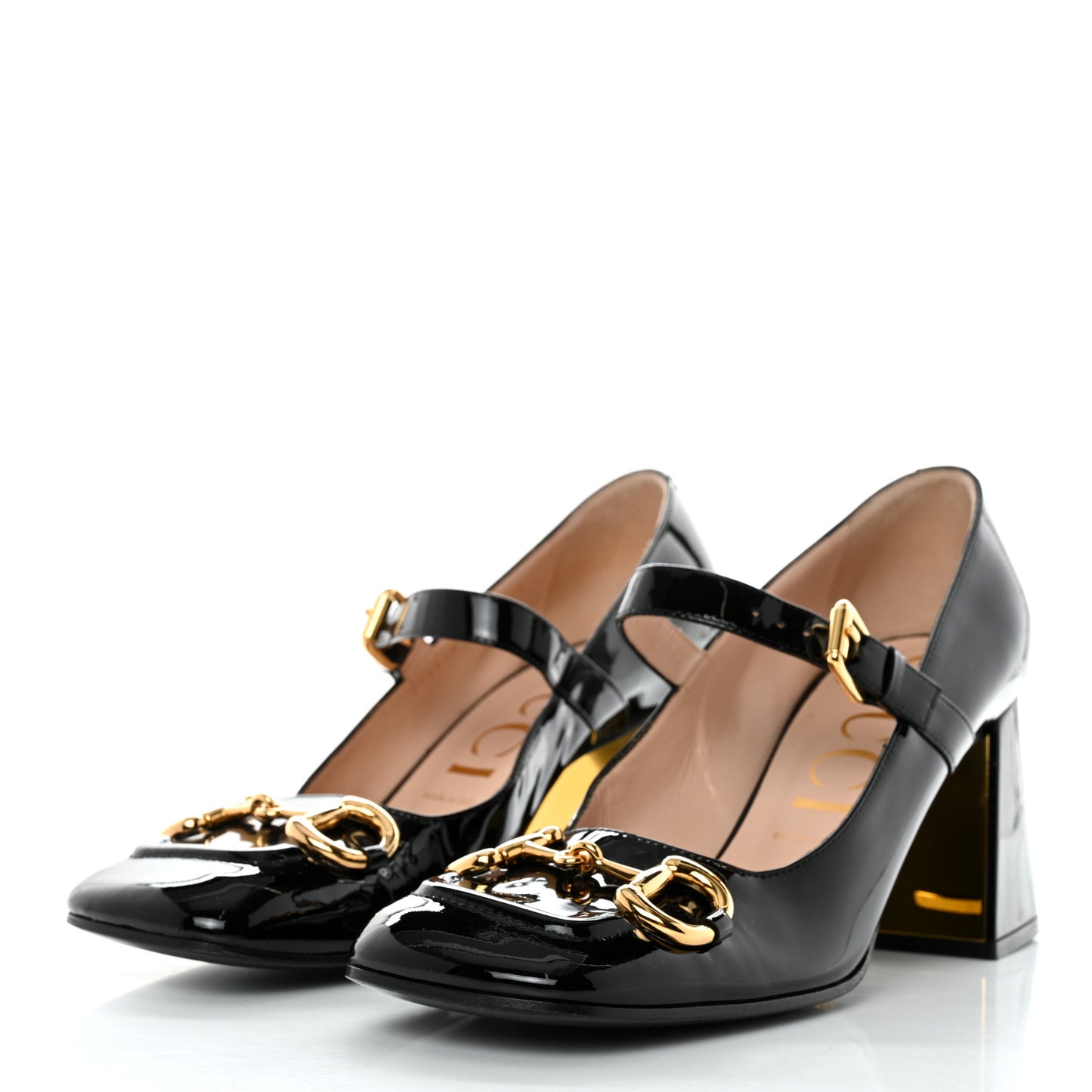 Patent Womens Horsebit Mid-Heel Mary Jane Pumps 41 Black