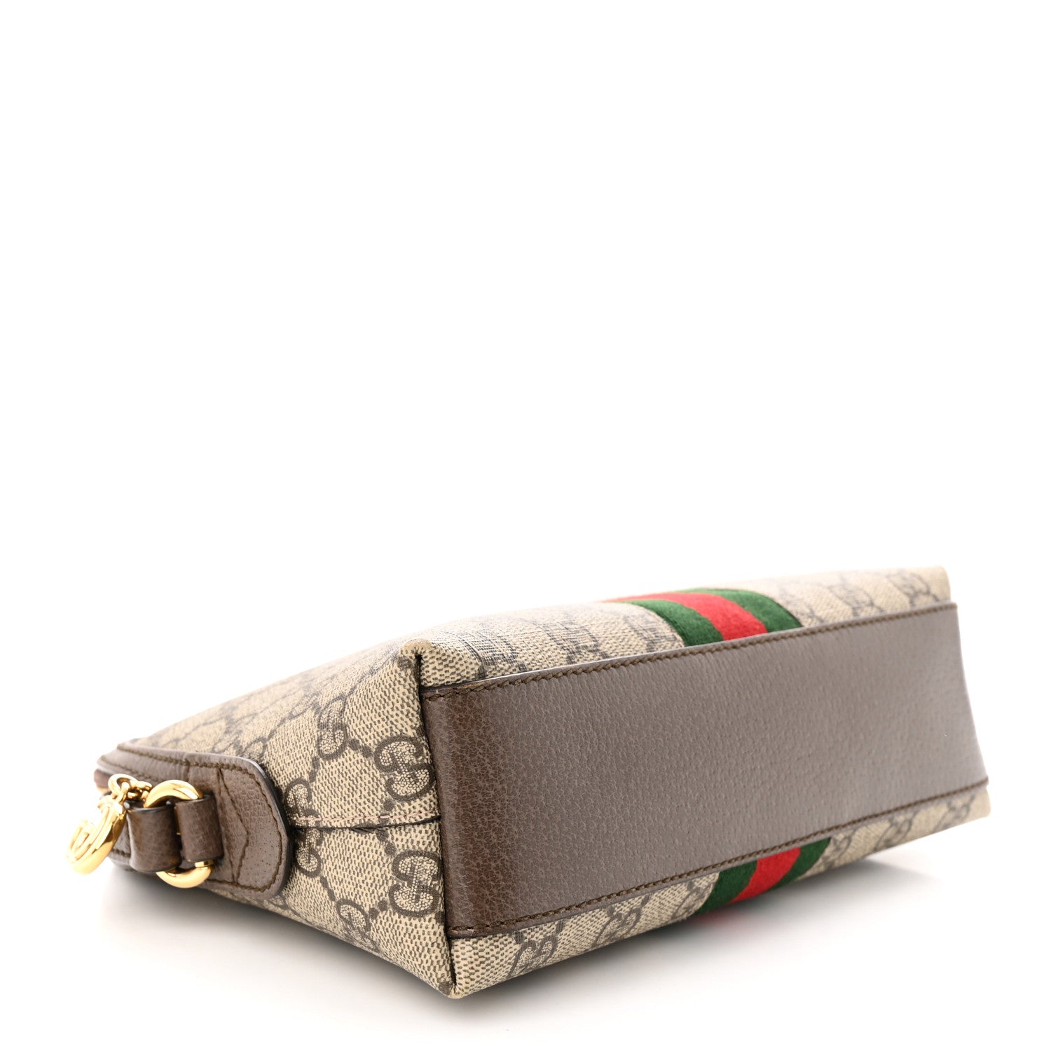 Gucci GG Supreme Monogram Textured Dollar Calfskin Web Small Ophidia Dome Shoulder Bag Beige Ebony New Acero 4 of 11