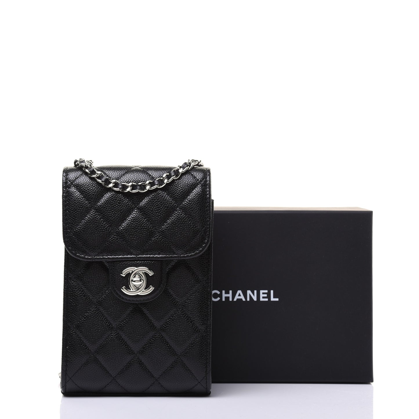 Caviar Quilted Classic Phone Holder Black