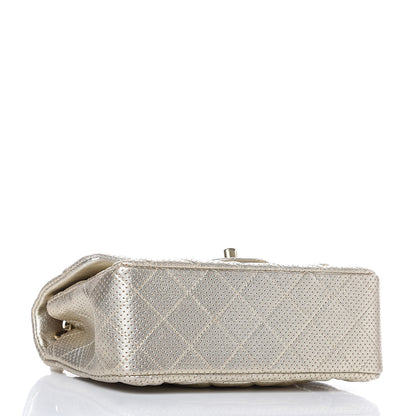 Chanel Metallic Lambskin Perforated Mini Rectangular Flap Light Gold 4 of 10