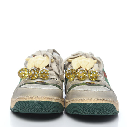Gucci Nubuck Web Cherries Womens Screener Sneakers 39 Dusty Milk White Vintage Green 2 of 9