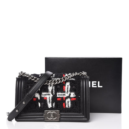 Chanel Lambskin Tweed Logo Embroidered Medium Boy Flap White Red Black 11 of 11