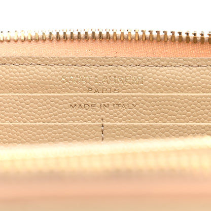 Saint Laurent Grain De Poudre Matelasse Chevron Monogram Zip Around Wallet Nude Powder 6 of 6