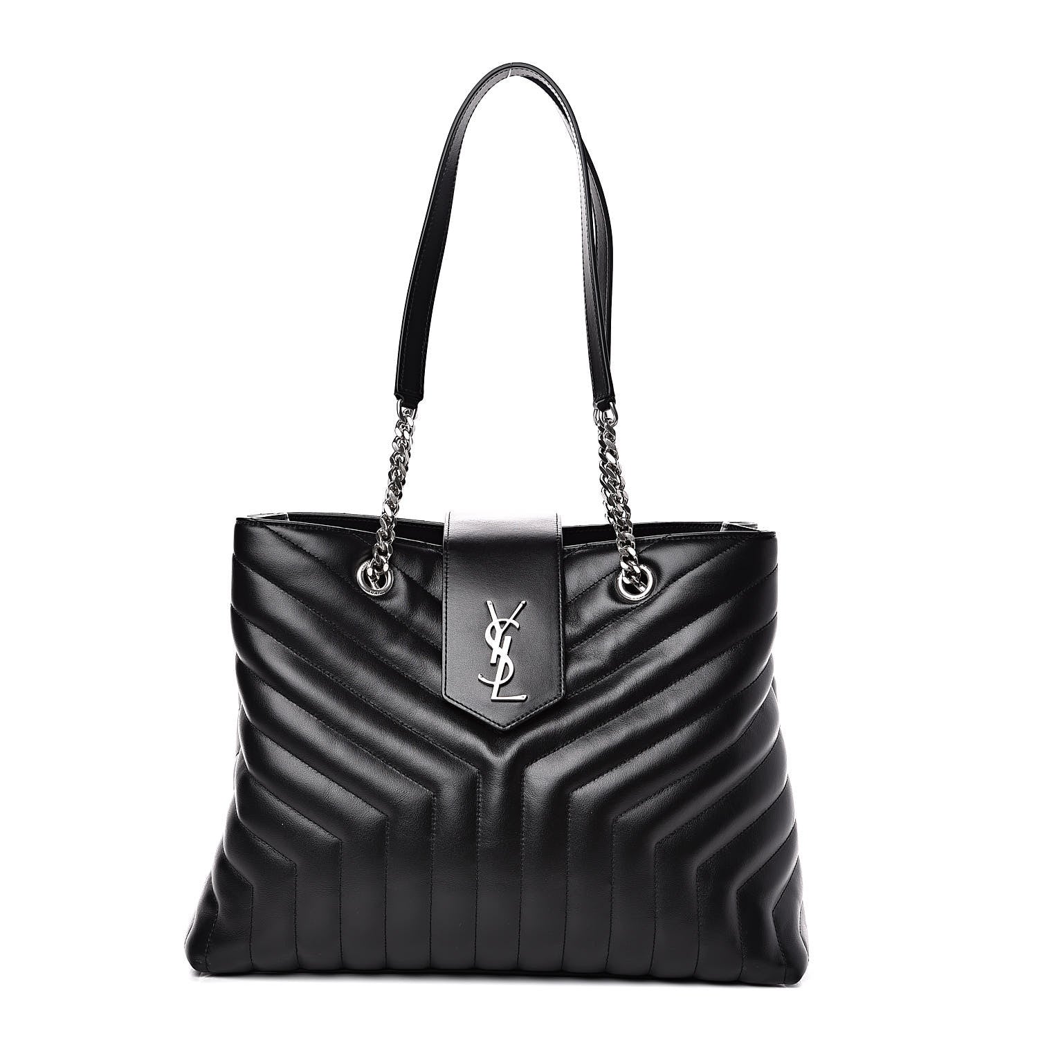 Saint Laurent Calfskin Y Quilted Monogram Large Loulou Shopper Black 1 of 10