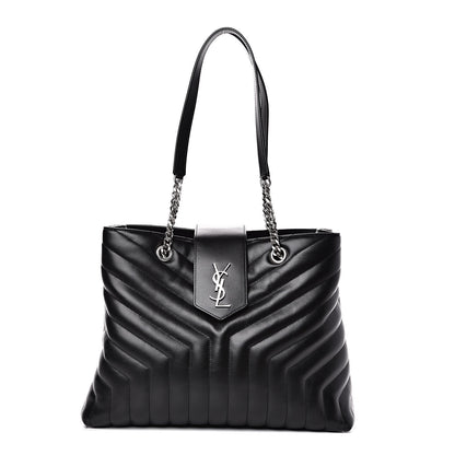 Saint Laurent Calfskin Y Quilted Monogram Large Loulou Shopper Black 1 of 10