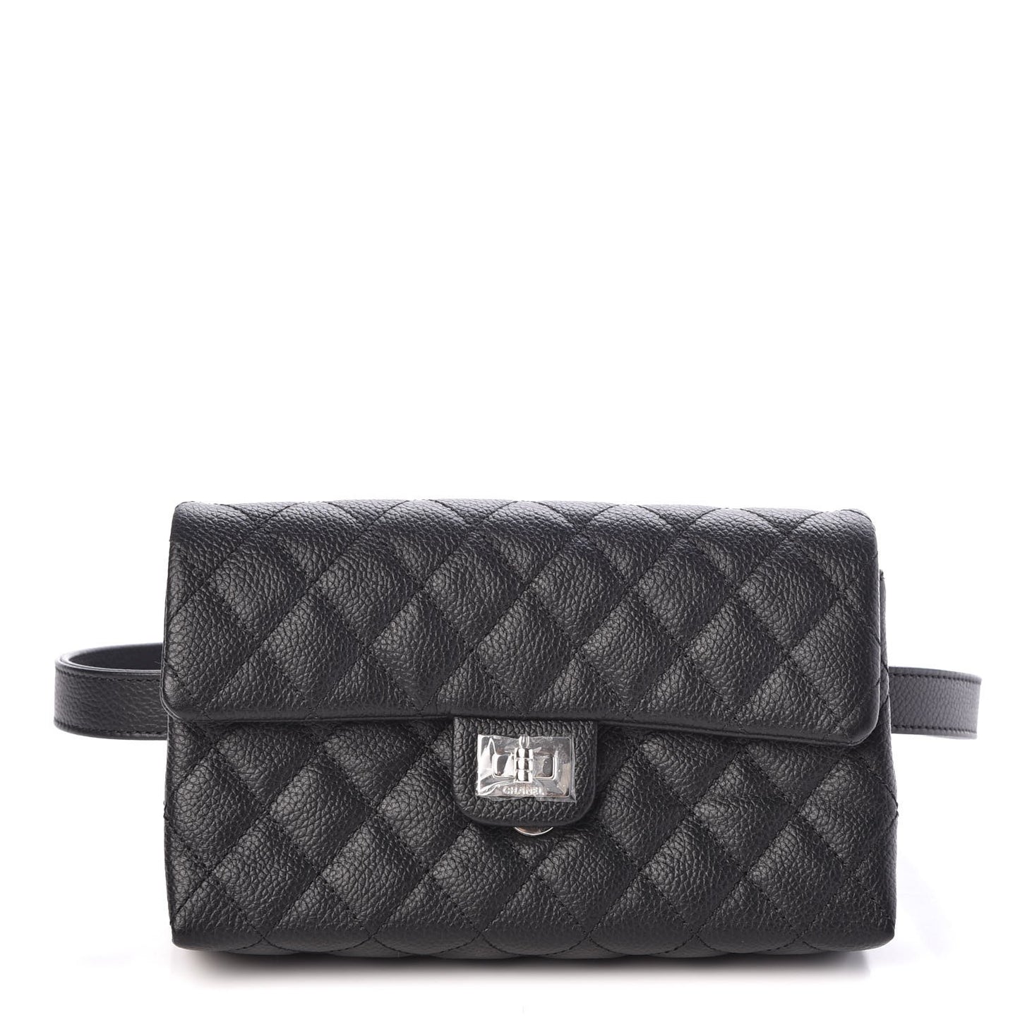 Grained Calfskin Quilted 2.55 Reissue Flap Belt Bag Clutch Black