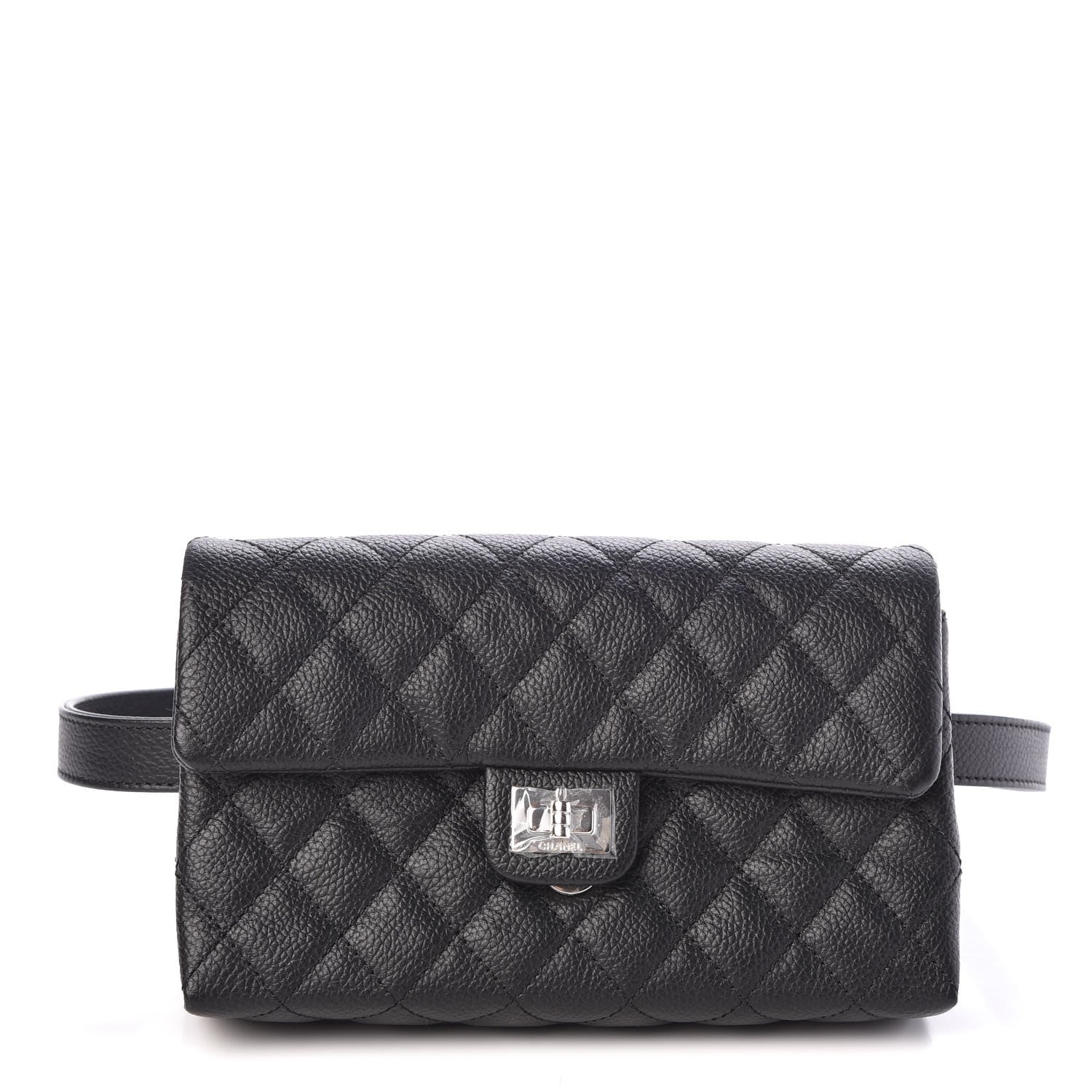 Chanel Grained Calfskin Quilted 2.55 Reissue Flap Belt Bag Clutch Black 1 of 8