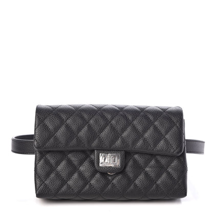 Chanel Grained Calfskin Quilted 2.55 Reissue Flap Belt Bag Clutch Black 1 of 8