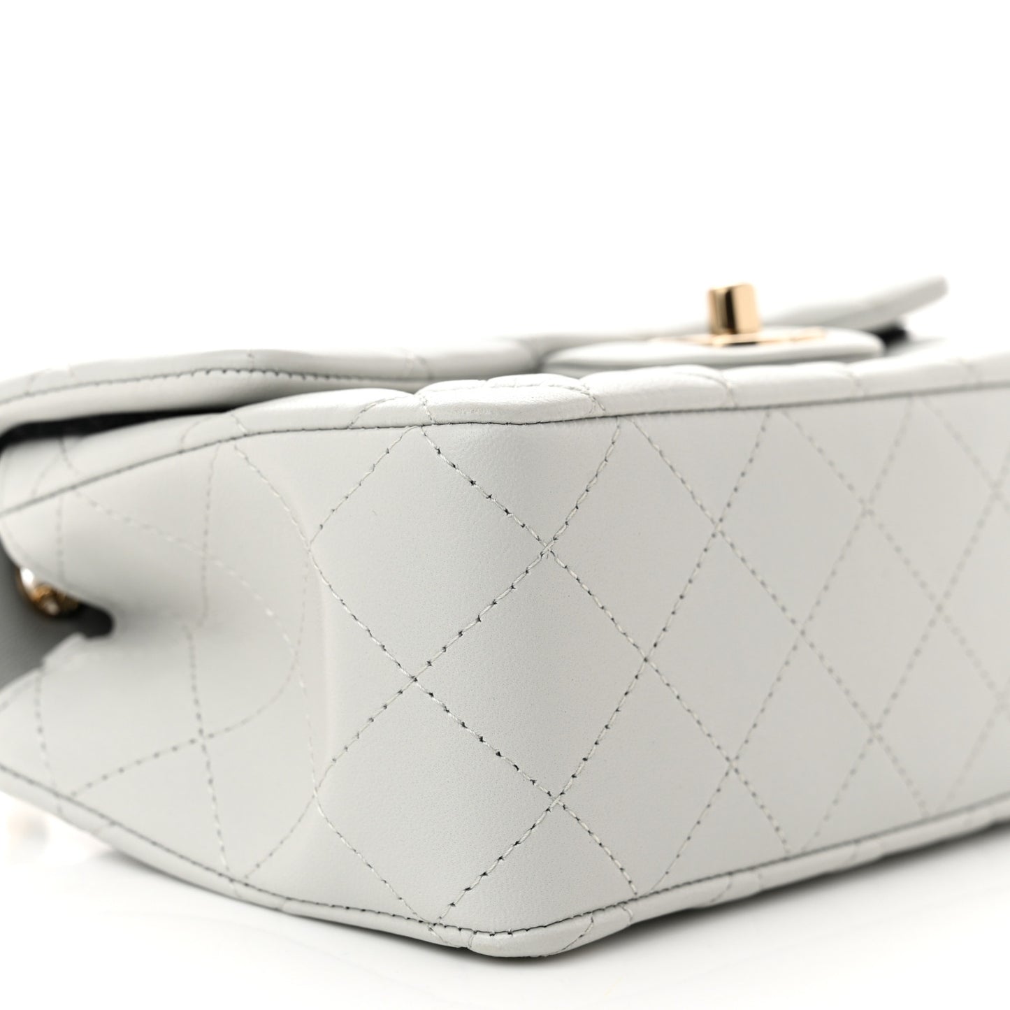 Lambskin Quilted Mini Rectangular Flap Light Blue
