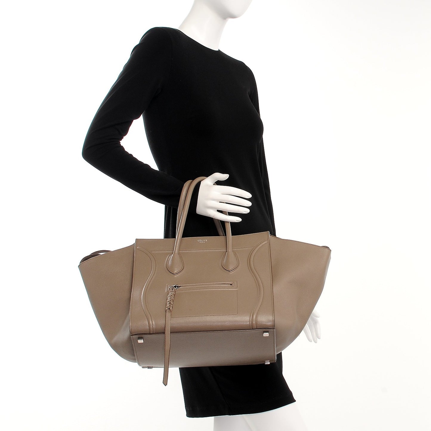 Grained Calfskin Medium Phantom Luggage Taupe