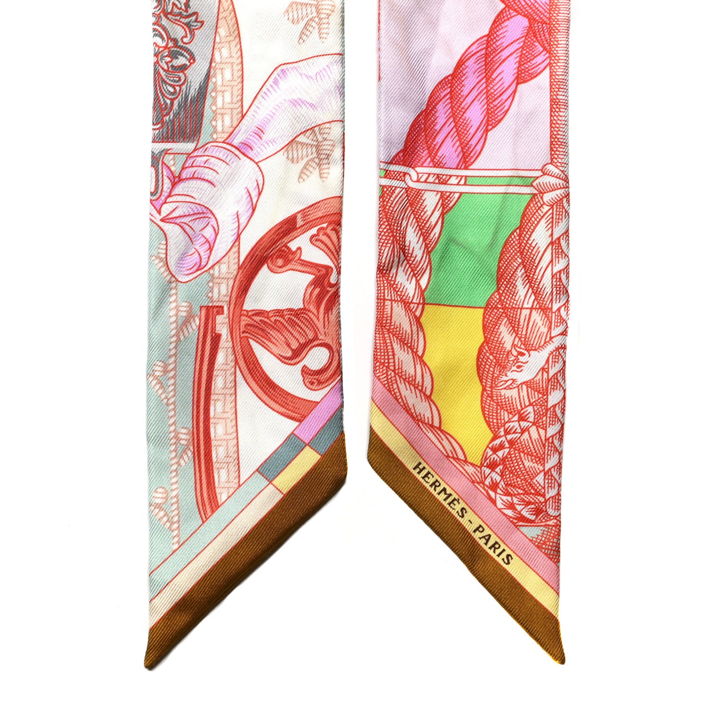 Silk Cavalleria D'Etriers Twilly Ocre Rose Vif Vert