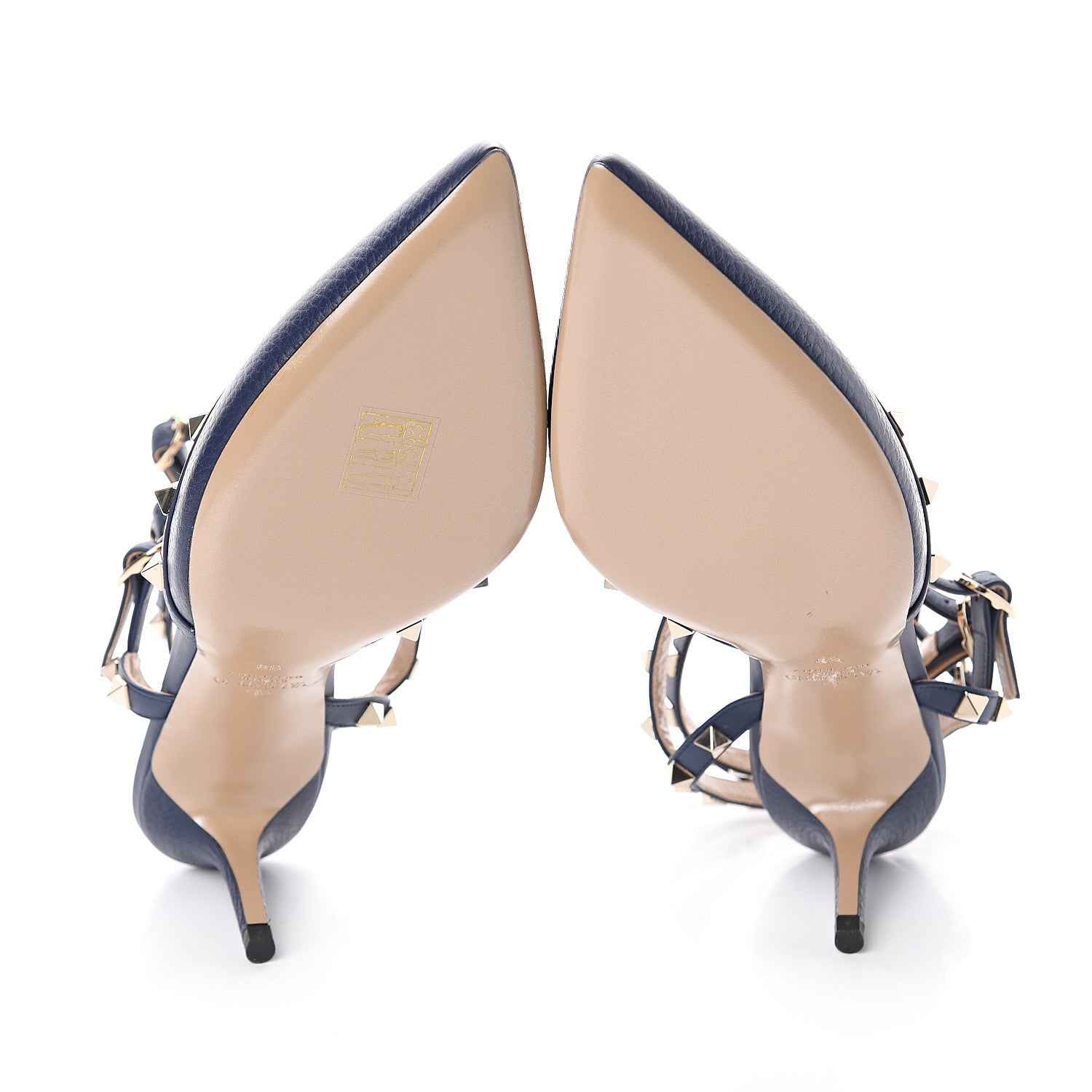 Valentino Garavani Pebbled Calfskin Rockstud Ankle Strap 65mm Pumps 39 Pure Blue 5 of 7