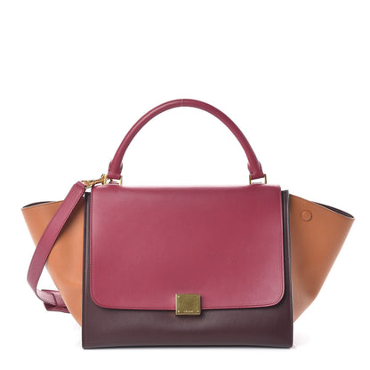 Celine Smooth Calfskin Medium Tri-color Trapeze Orchid Burgundy Tan 1 of 10