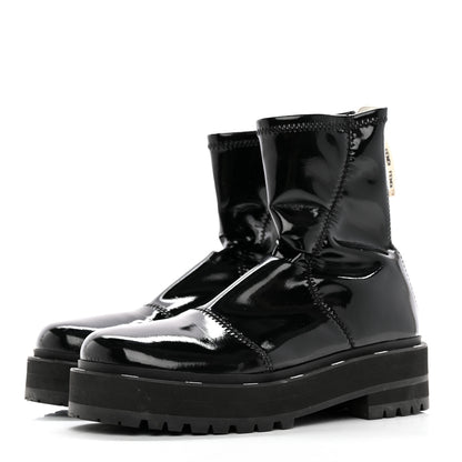 Fendi Patent Neoprene Combat Boots 38.5 Black 3 of 8
