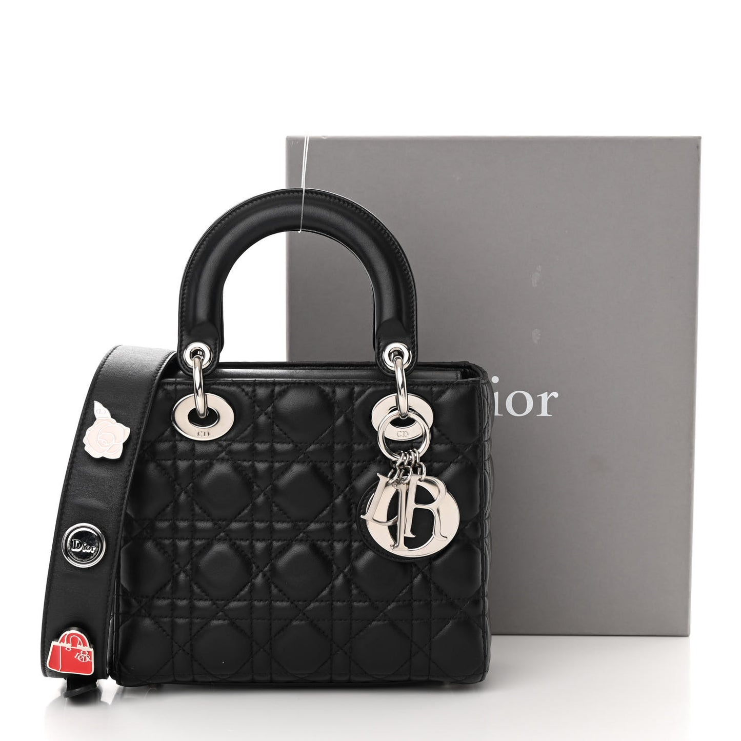 Lambskin Cannage Small Lucky Badges My Lady Dior Black