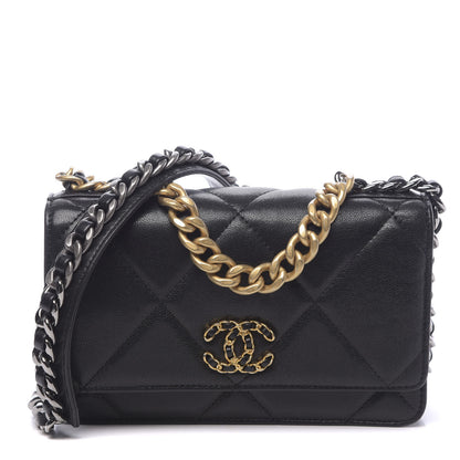 Chanel Goatskin Quilted 19 Wallet On Chain WOC Black 1 of 13
