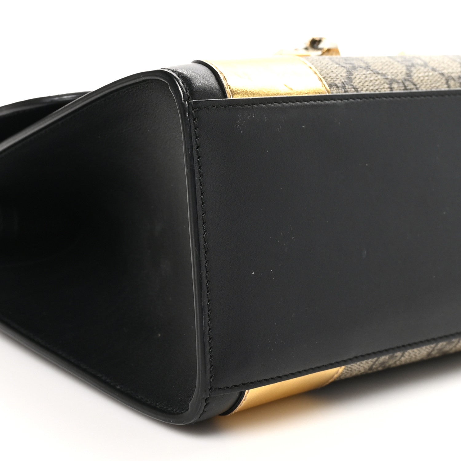 Gucci GG Supreme Monogram Small Osiride Top Handle Bag Black Gold 9 of 10