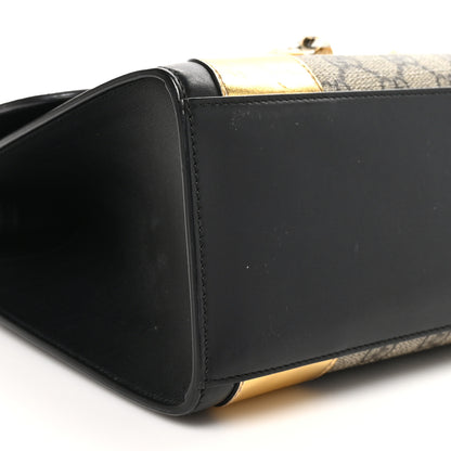 Gucci GG Supreme Monogram Small Osiride Top Handle Bag Black Gold 9 of 10
