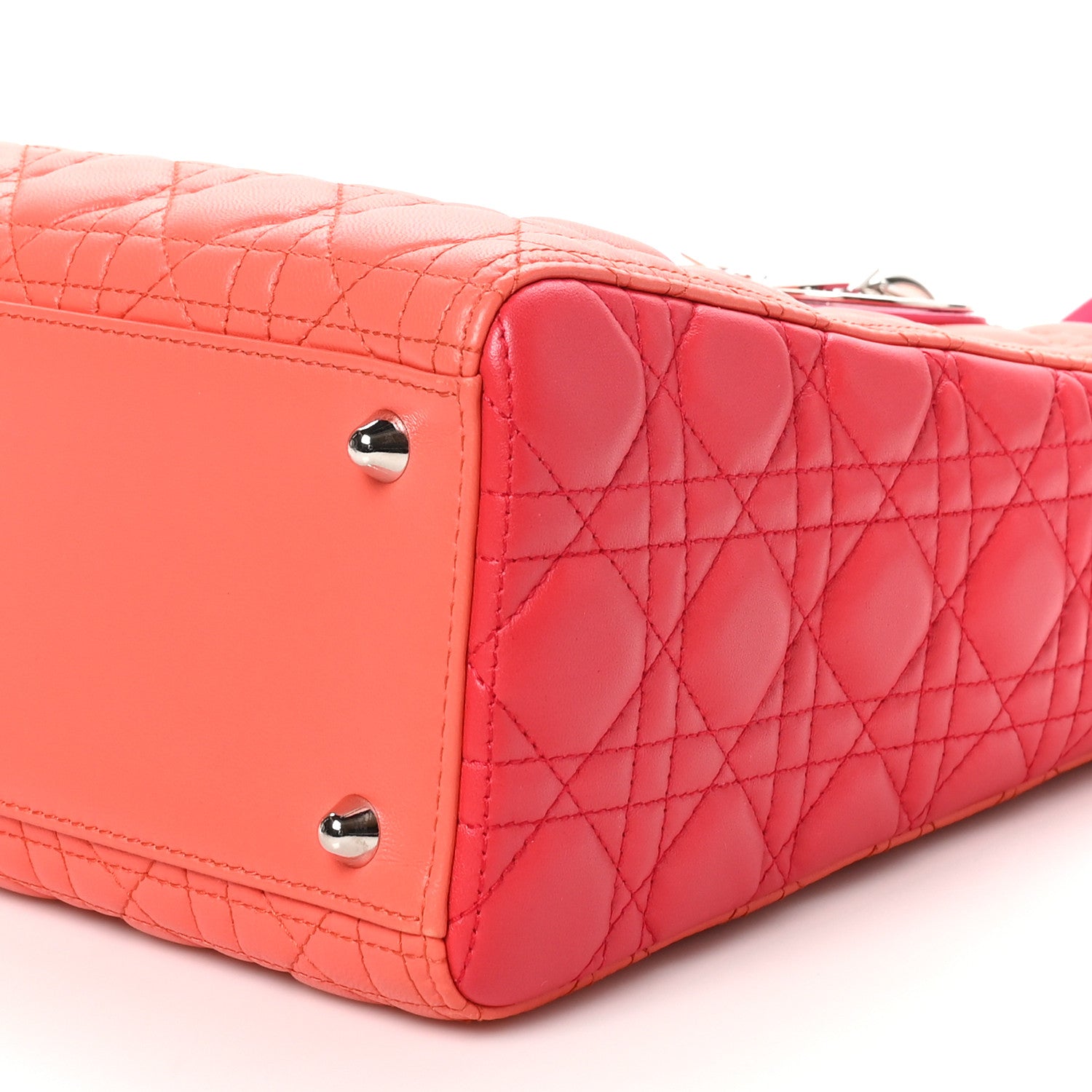 Christian Dior Lambskin Cannage Large Bi-Color Lady Dior Orange Fuchsia 10 of 10