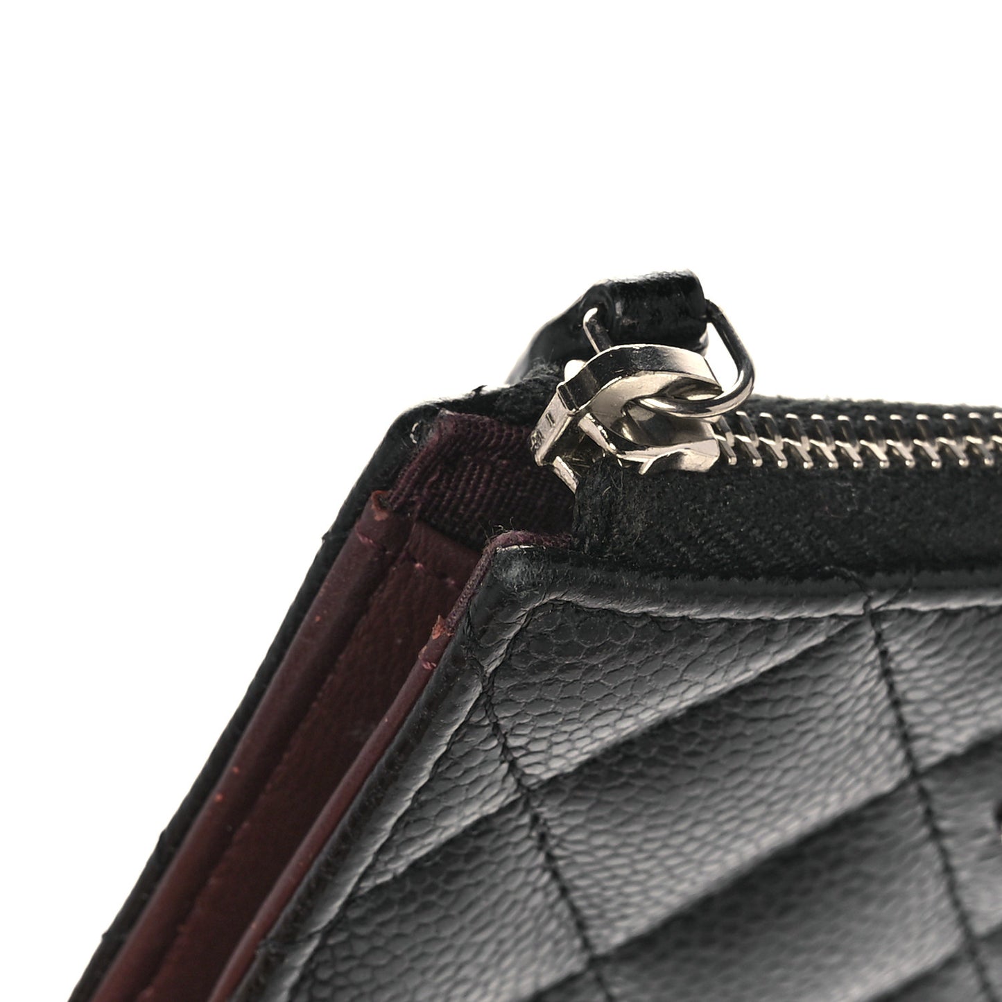 Caviar Quilted Zipped Key Holder Case Black