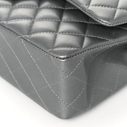 Chanel Metallic Lambskin Quilted Medium Double Flap Silver 10 of 14
