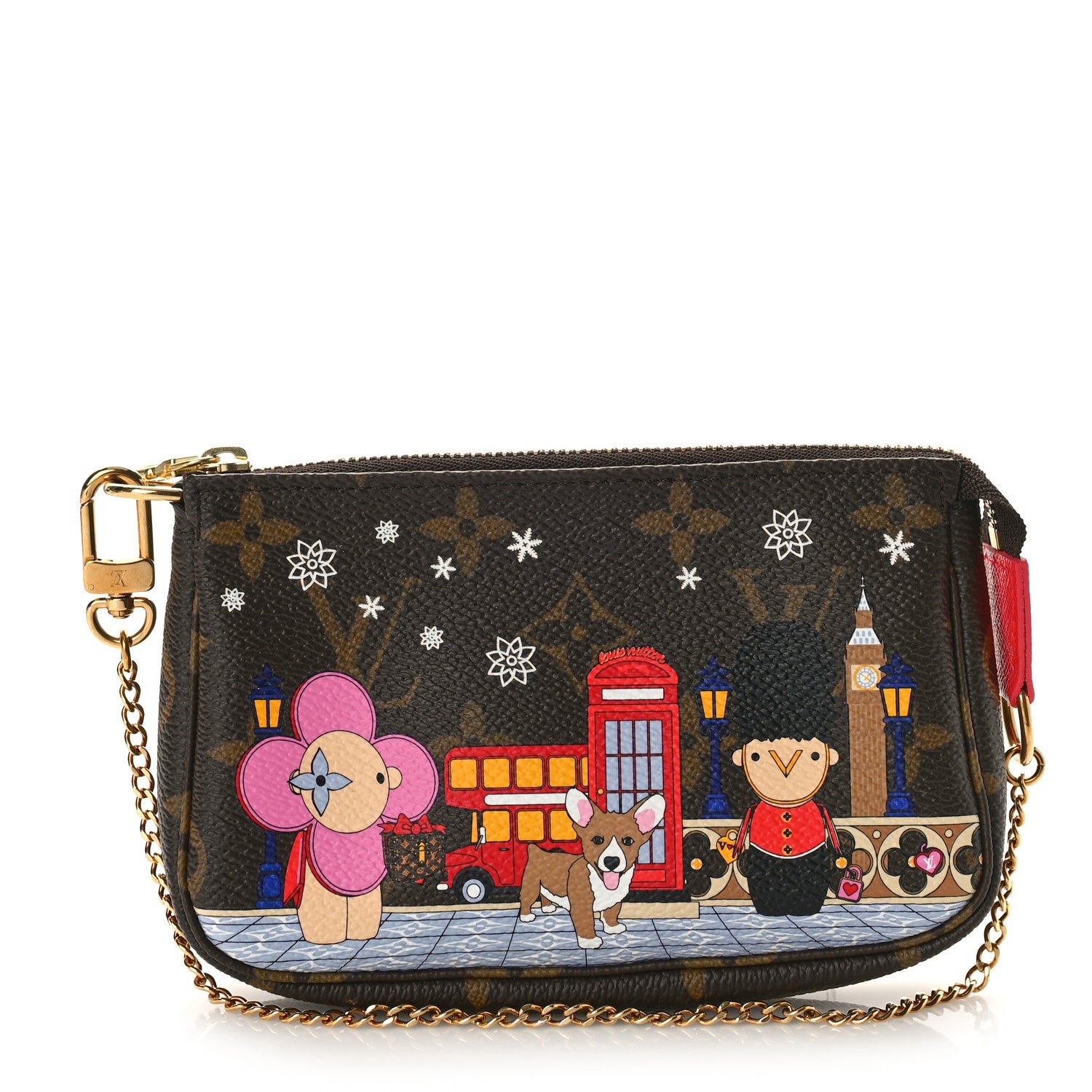 Louis Vuitton Monogram 2021 Christmas Animation London Mini Pochette Accessories Red 1 of 8