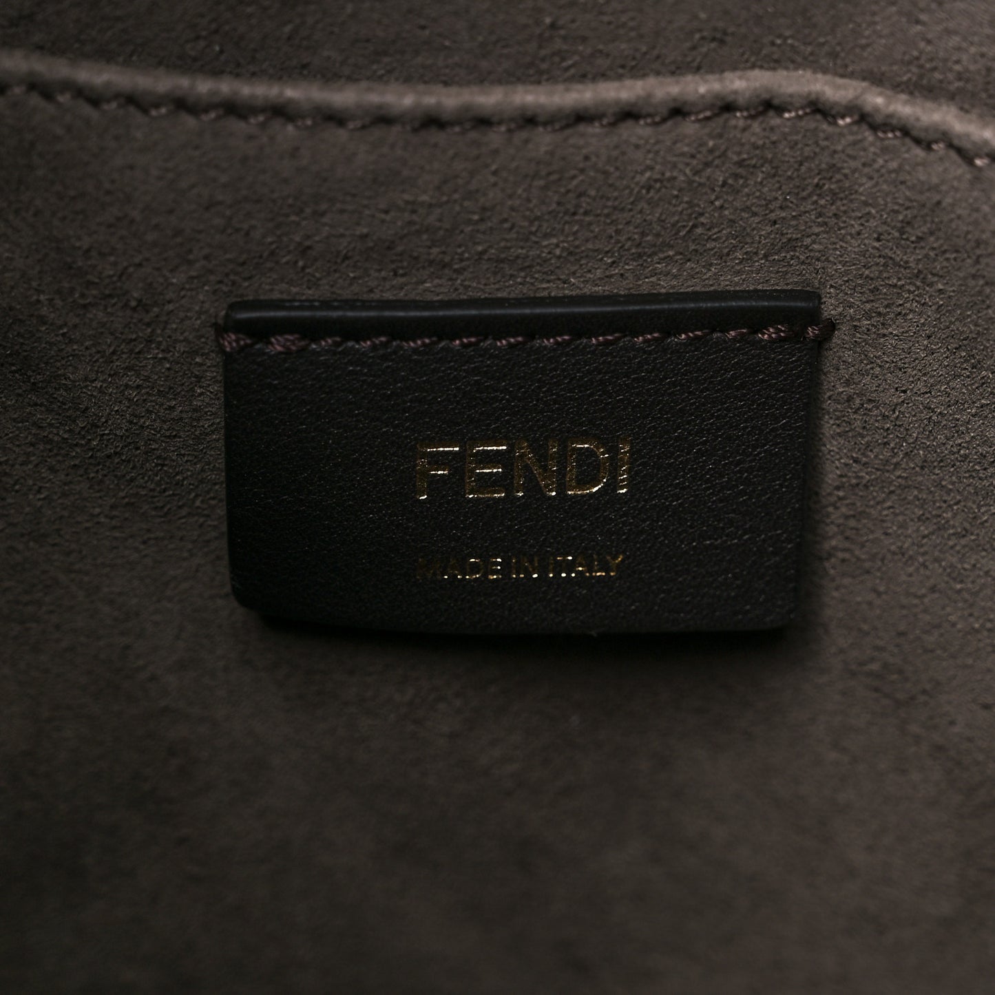 Glazed Fabric Vitello Grace F is Fendi FF 1974 Stamp Patch Grande Mon Tresor Bucket Bag Mogano Panna Black