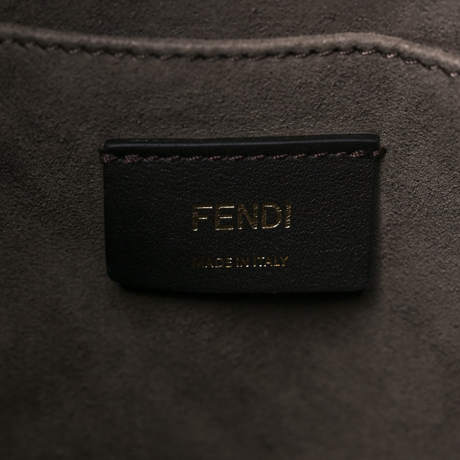 Fendi Glazed Fabric Vitello Grace F is Fendi FF 1974 Stamp Patch Grande Mon Tresor Bucket Bag Mogano Panna Black 6 of 10