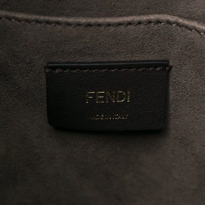 Fendi Glazed Fabric Vitello Grace F is Fendi FF 1974 Stamp Patch Grande Mon Tresor Bucket Bag Mogano Panna Black 6 of 10